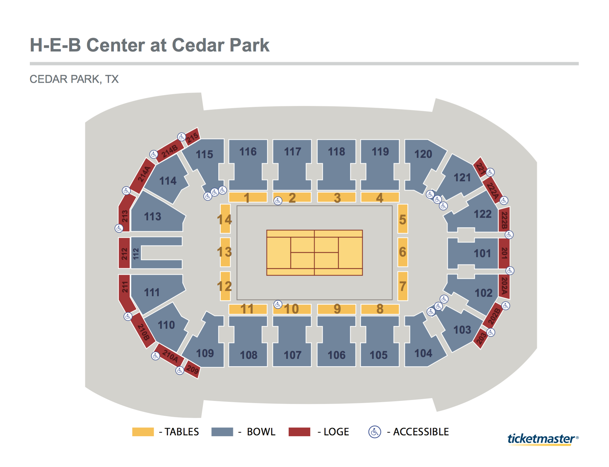 Cedar Park Center Seating Chart Rows